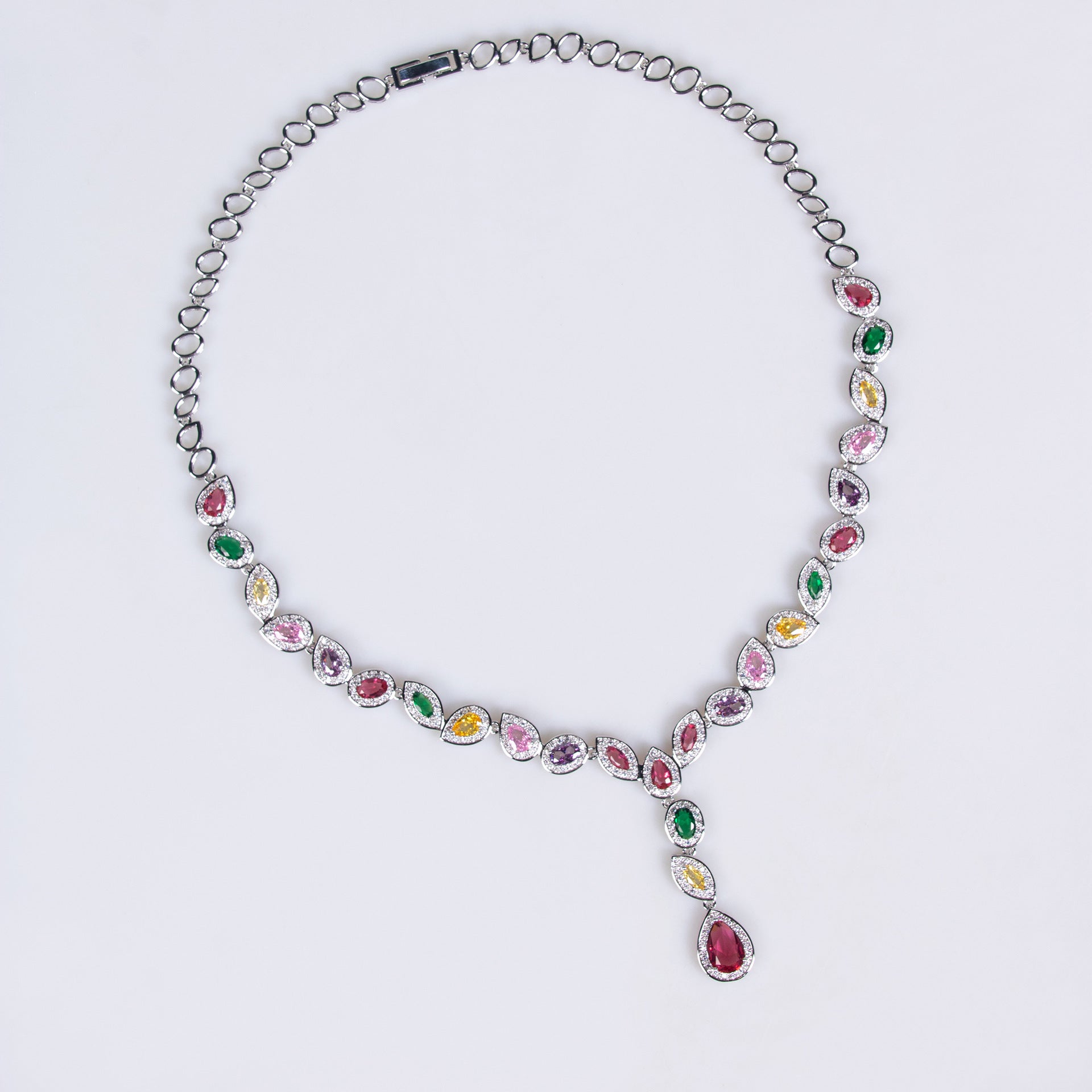 Stylish and bright zircon water drop necklace set