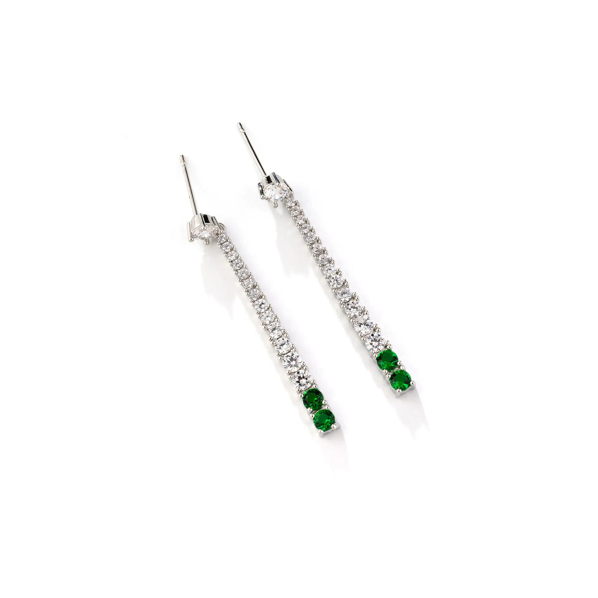 Luxury Green Crystal Drop Necklace Set – Silver Tassel Earrings Jewelry