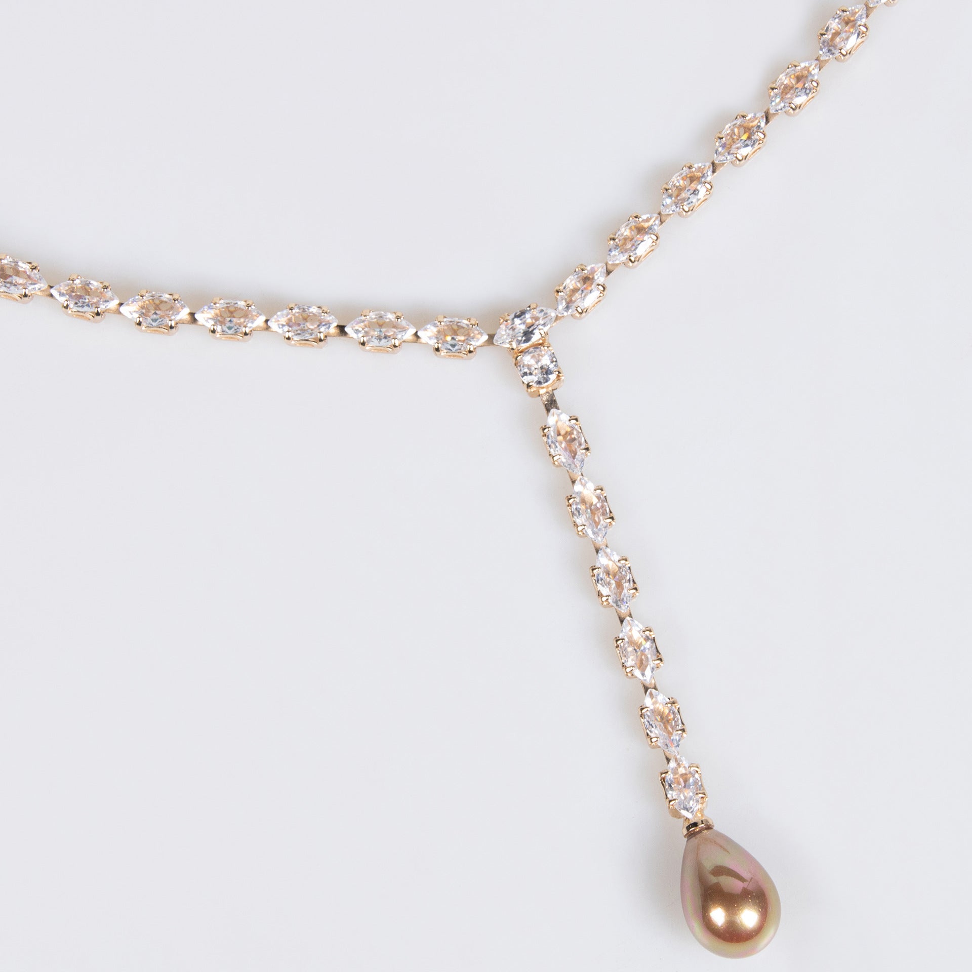 Elegant Pearl and Crystal Y Necklace Earrings Set – Luxury Bridal Jewelry for Women
