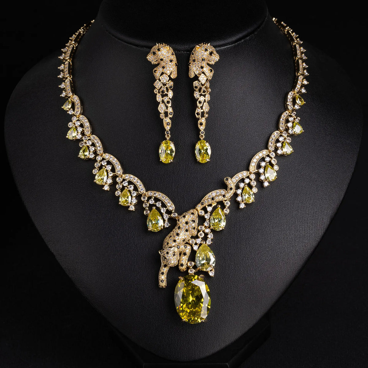 Ensemble Collier Léopard Luxe Cristal – Bijoux Fantaisie Rouge Éclatant pour Femmes