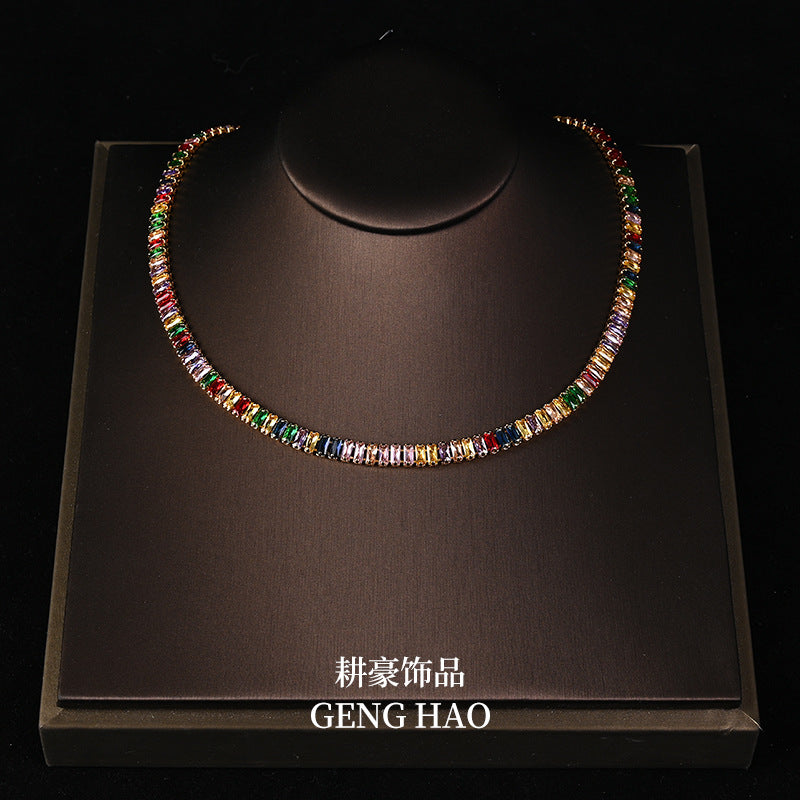 Niche simple rainbow necklace bracelet stud earrings series