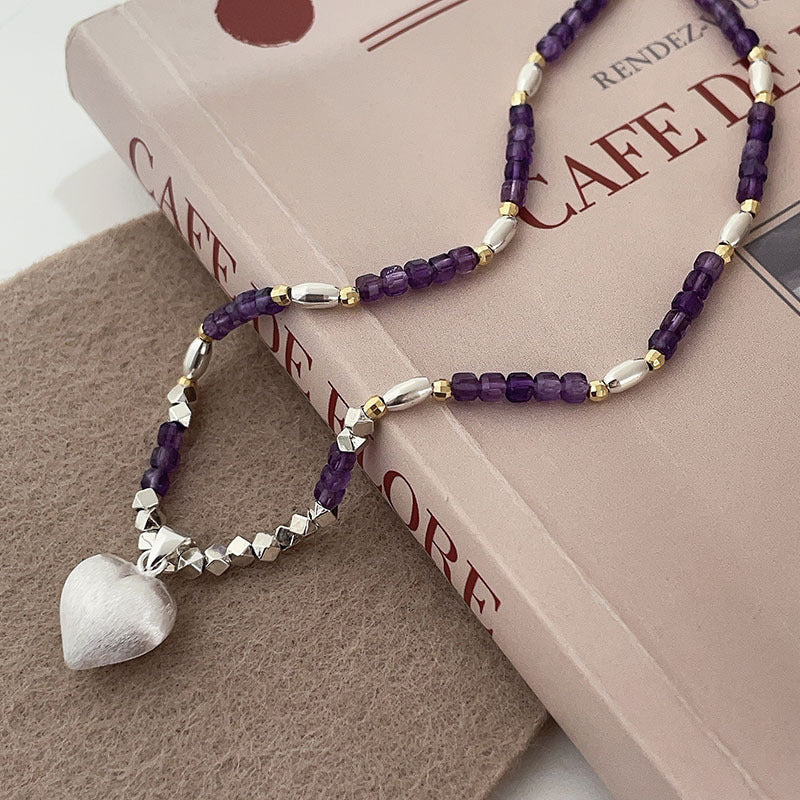 Natural amethyst clavicle necklace