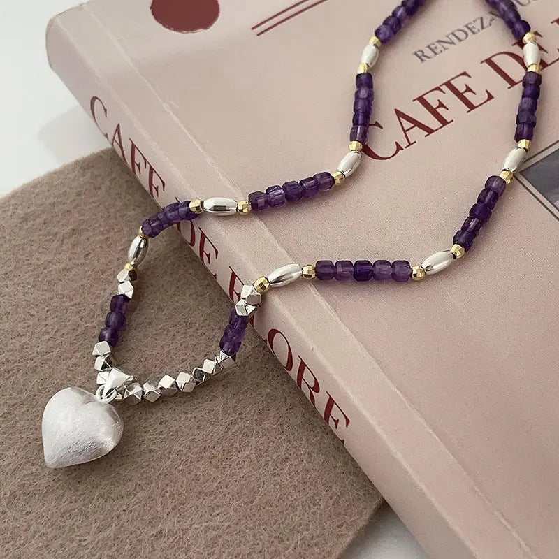 Collier ras du cou en améthyste naturelle