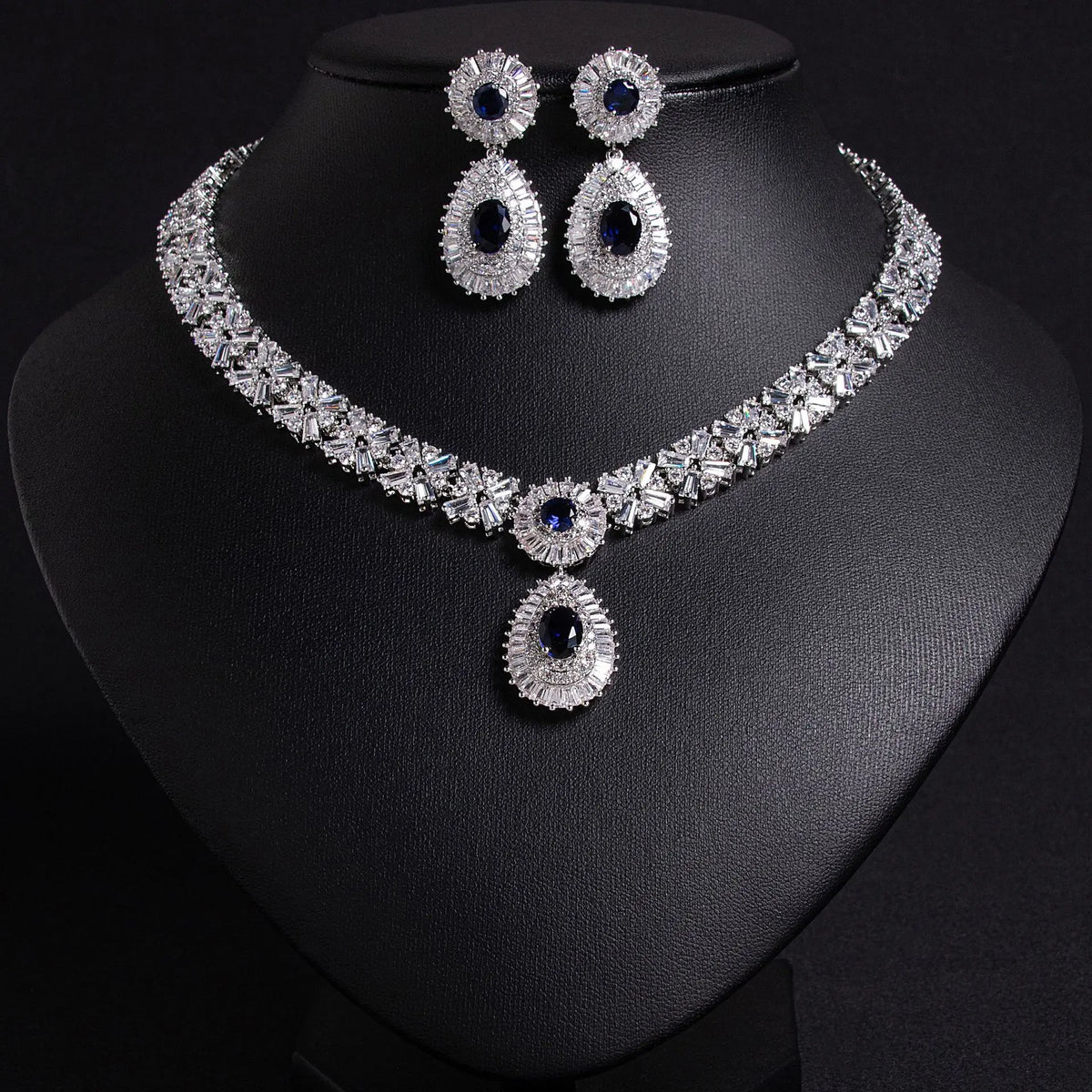 Ensemble collier de déclaration de luxe en cristal rouge – Bijoux de mariage nuptial pour femmes