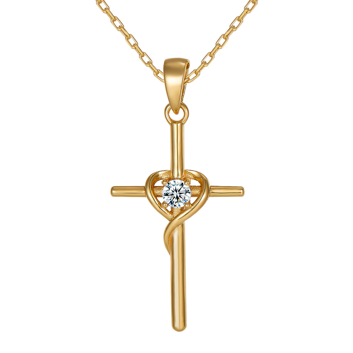 SS925 Sterling Silver Fashion Mozambican Diamond Cross Necklace