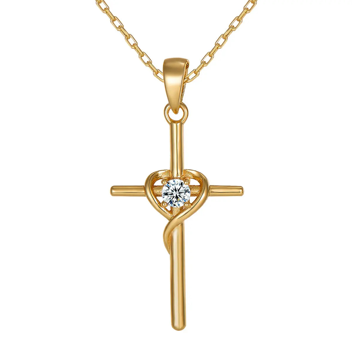 Collier croix en argent sterling S925 avec diamants du Mozambique