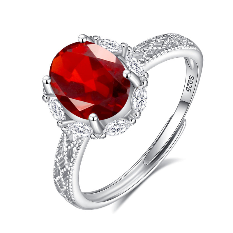 S925 Sterling Silver Color Treasure Adjustable Ring