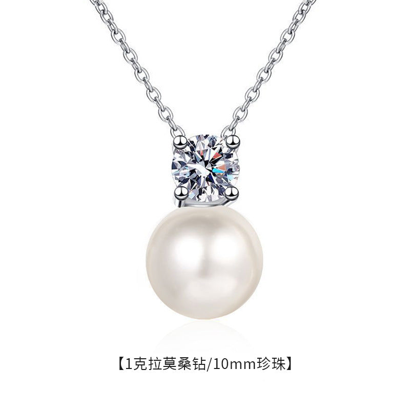 S925 Sterling Silver Pearl Mozzarella Diamond Necklace