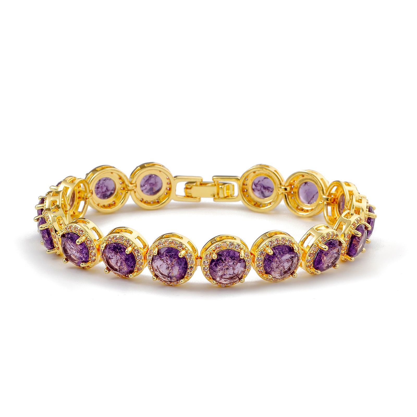Fashion gold-plated hollow round zircon bracelet