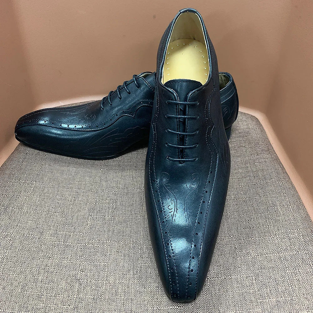 Men's Business Brown Carved Oxford Shoes