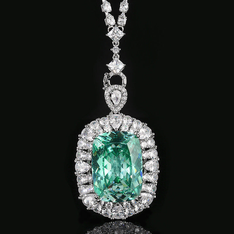 Luxury Cushion Cut Crystal Pendant Necklace for Women