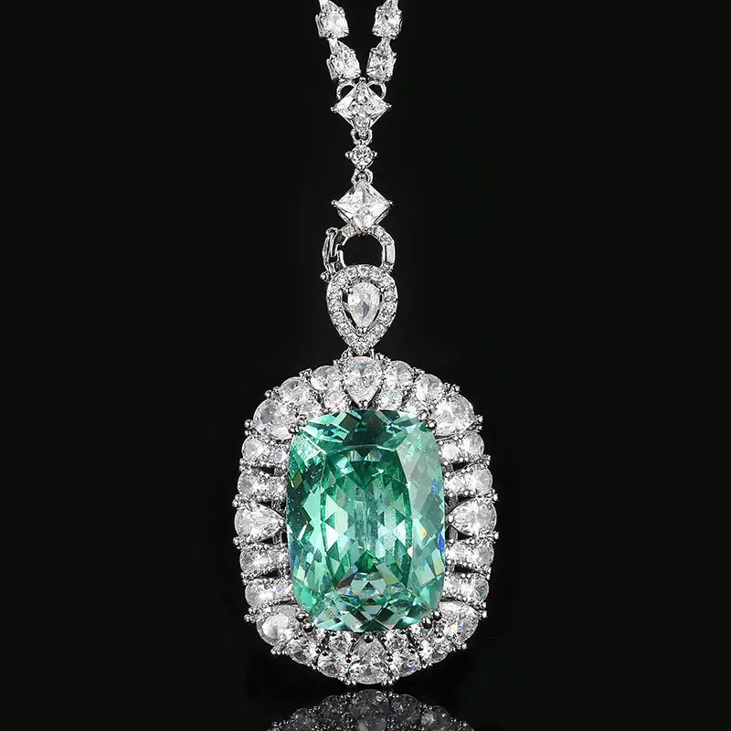 Luxury Cushion Cut Crystal Pendant Necklace for Women