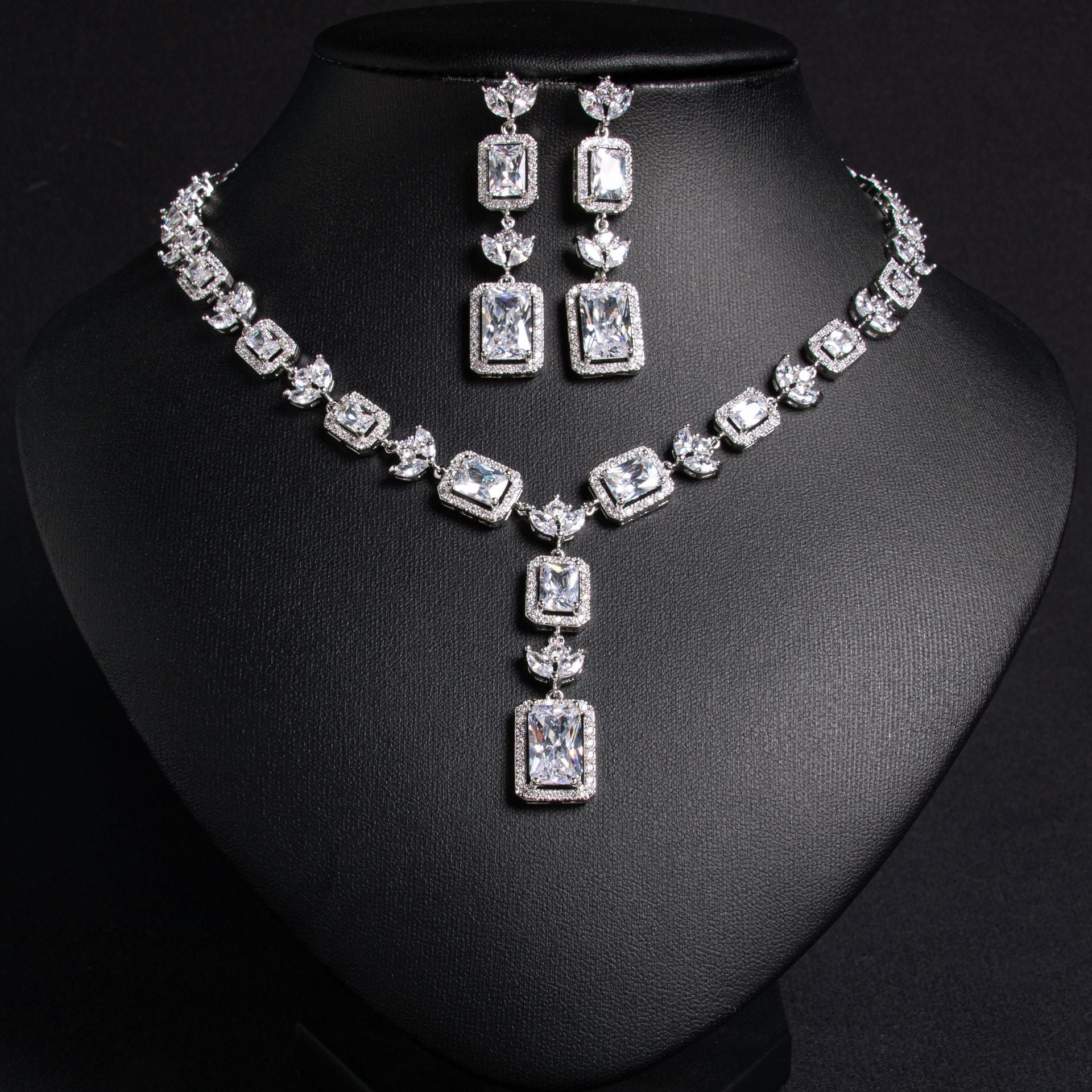 Parure collier et boucles d'oreilles de luxe en cristal jaune pour soirée