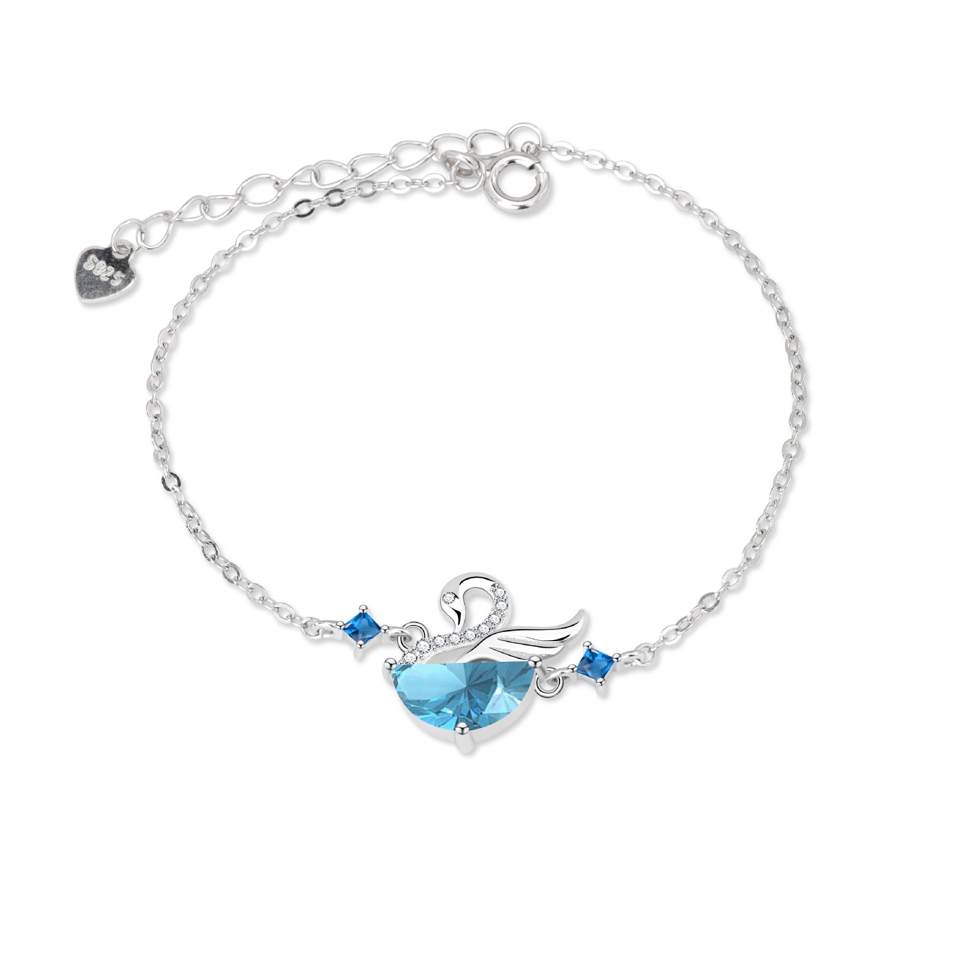 S925 Sterling Silver Swan Zircon Bracelet