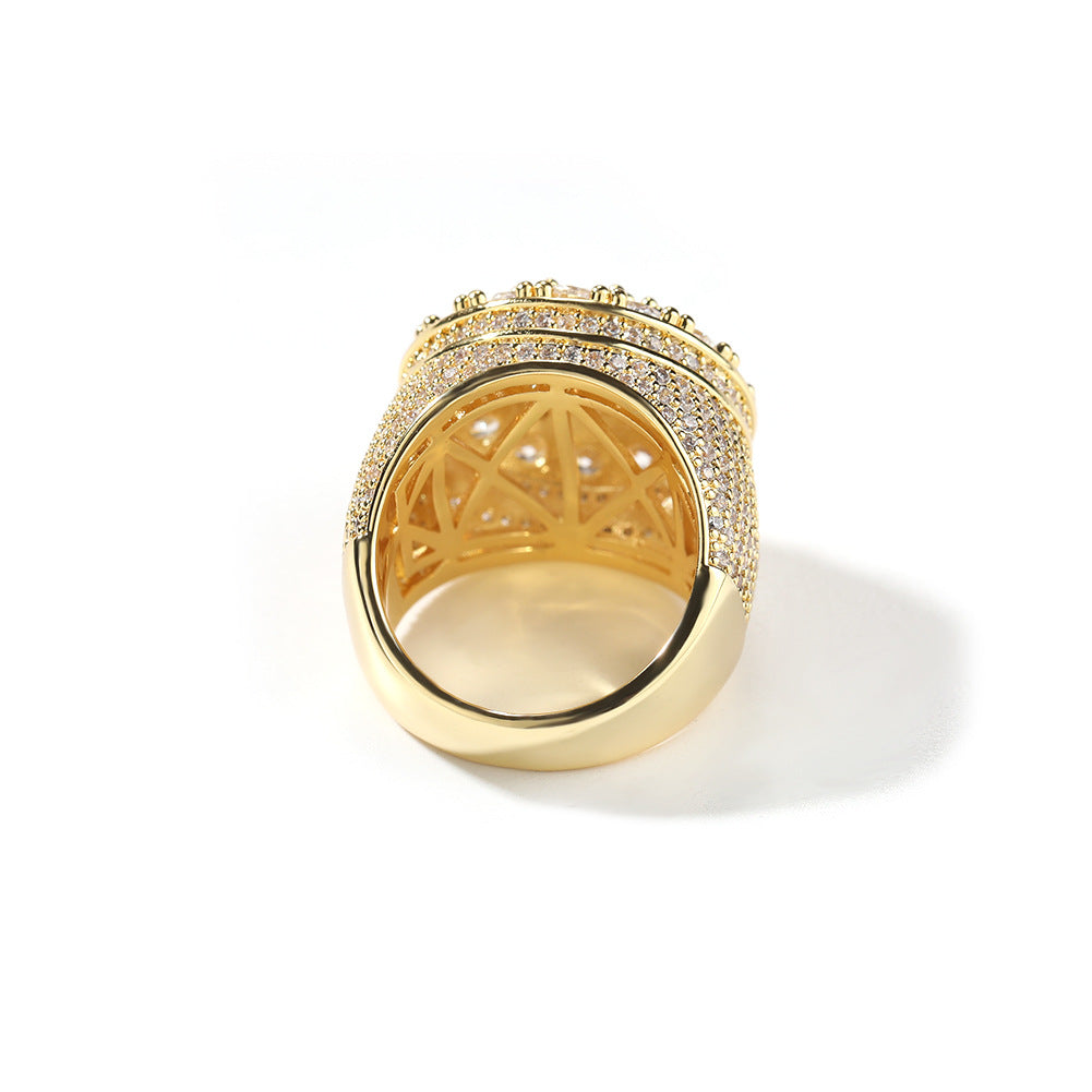 Vintage Gold Plated Hip Hop Flower Diamond Ring