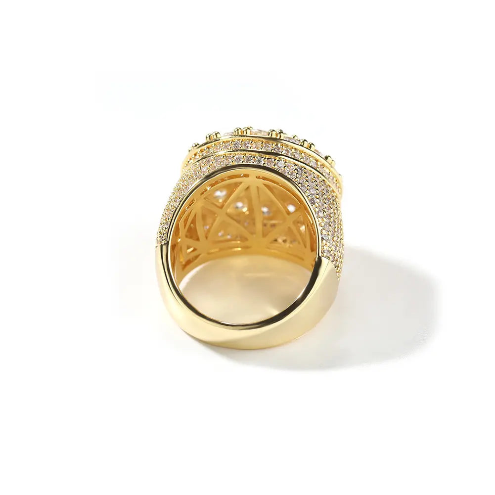 Bague Fleur Diamant Plaqué Or Vintage Hip Hop