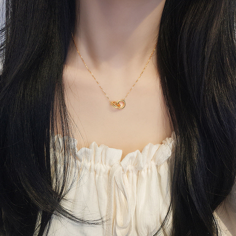 S925 Sterling Silver Interlocking Clavicle Necklace