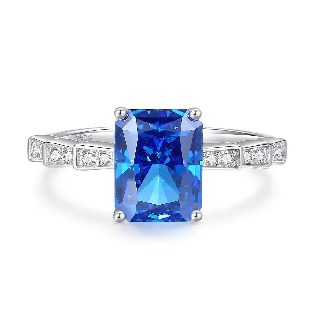 Bague de fiançailles de luxe ovale en saphir bleu pour femme