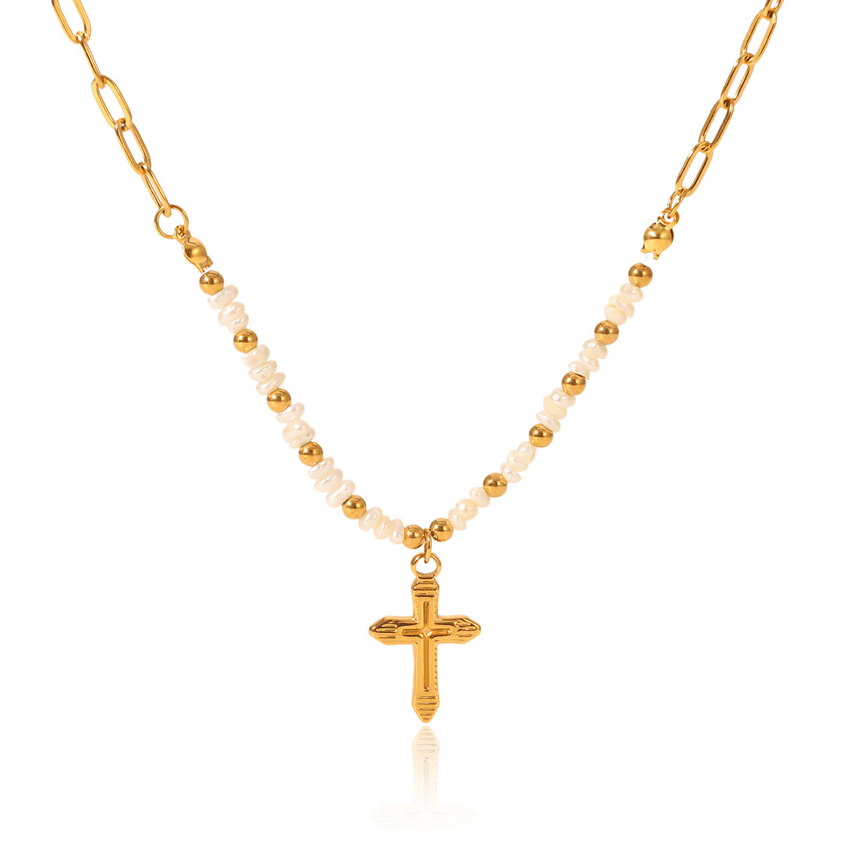 Fashion Titanium Steel Cross Clavicle Pendant Chain