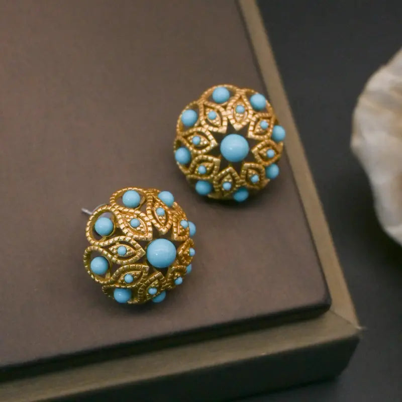 Boucles d'oreilles clous rétro en cuivre pur en forme de parapluie émaillé, boucles d'oreilles clous brillantes