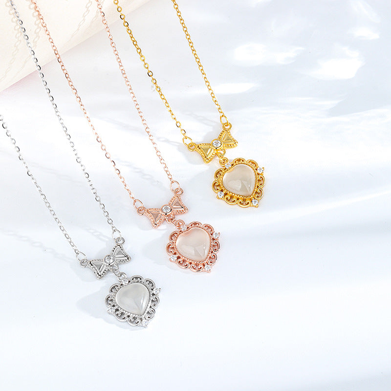 S925 Sterling Silver Chalcedony Love Necklace