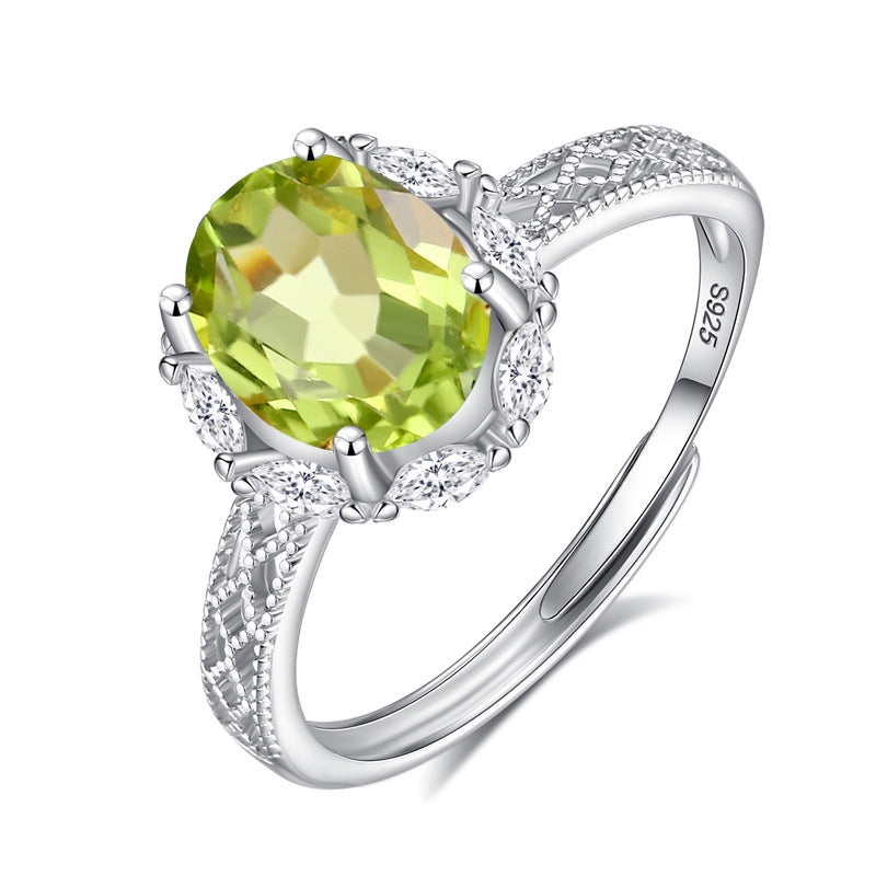 S925 Sterling Silver Color Treasure Adjustable Ring