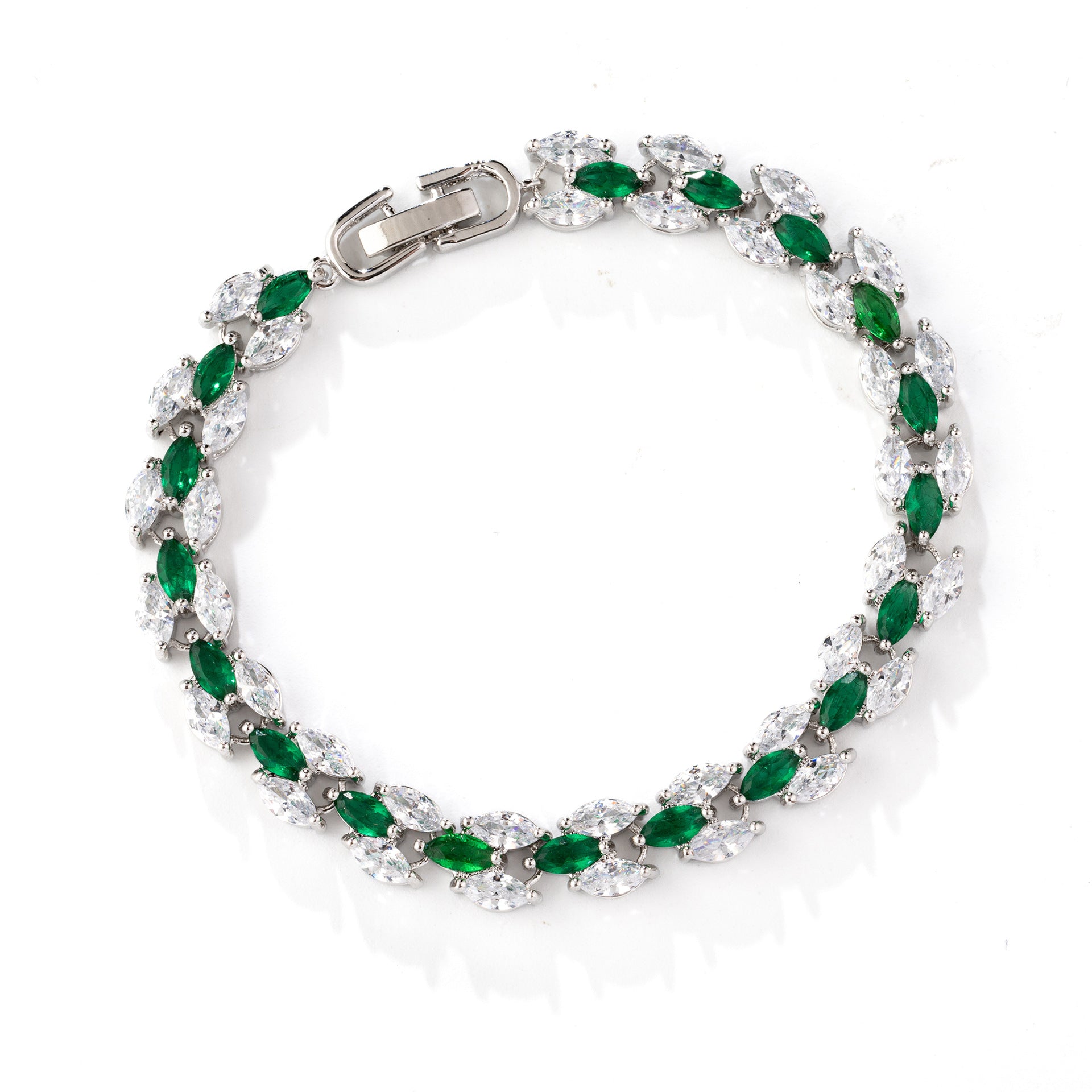 Elegant Marquise Crystal Bracelet – Silver Tone Jewelry for Women