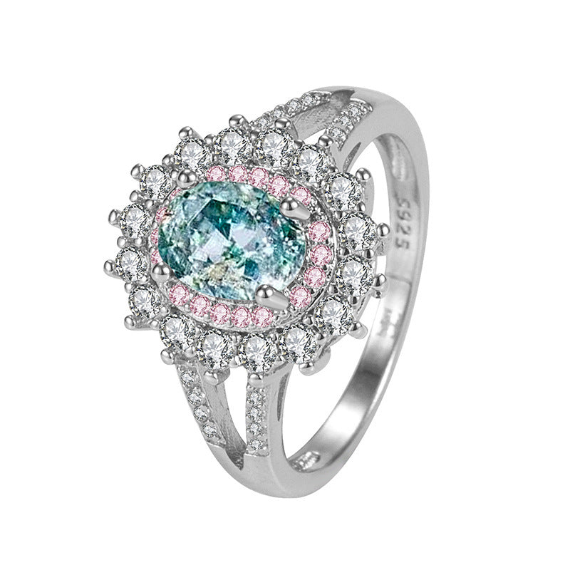 Luxury full diamond sunflower zircon ring
