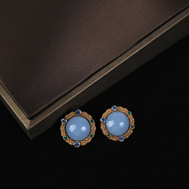 Vintage simple glazed blue pearl necklace