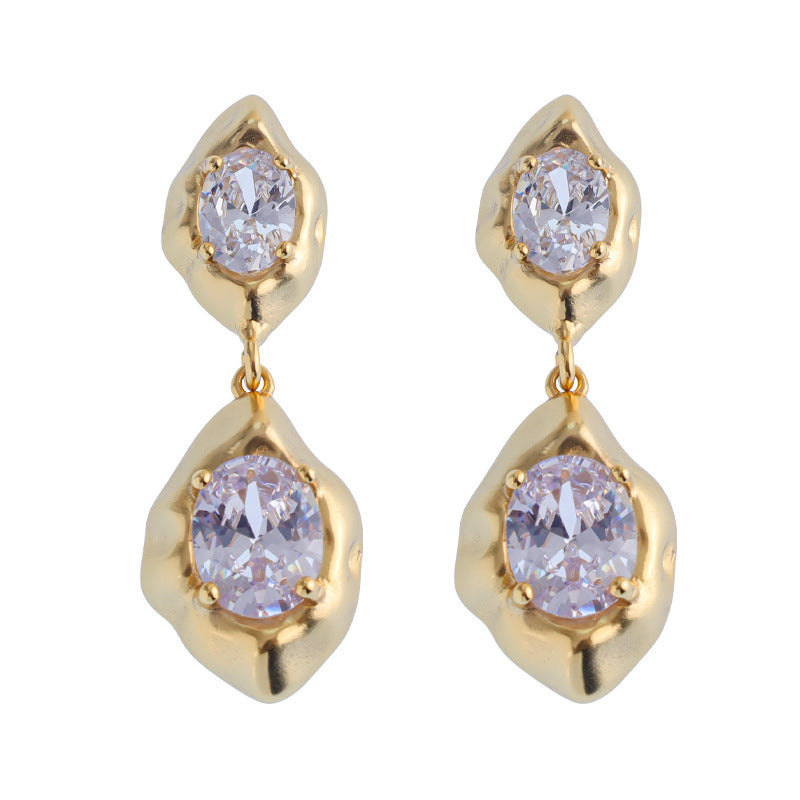 S925 Vintage Geometric Zircon Stud Earrings
