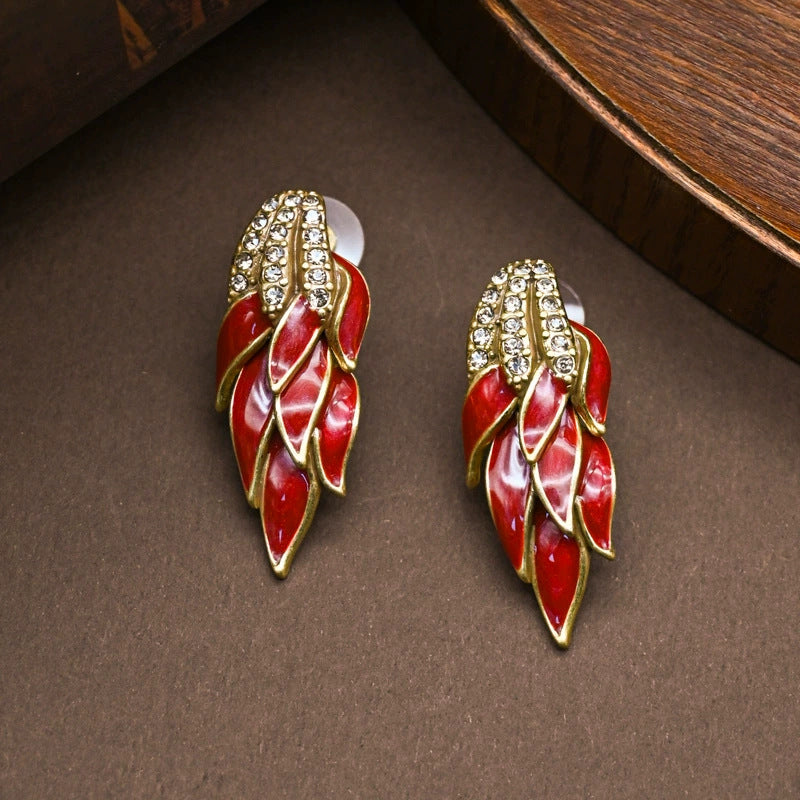 Fashion Vintage Crystal Gemstone Earrings Ring Necklace Set