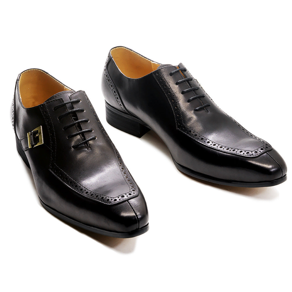 Black Leather Business Brock Shoes Office Casual Dress Oxford Shoes