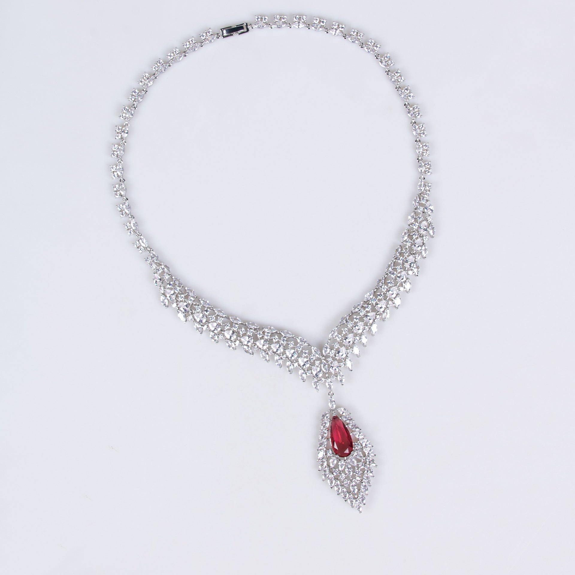 Luxury Zircon Wings Earrings Necklace Set