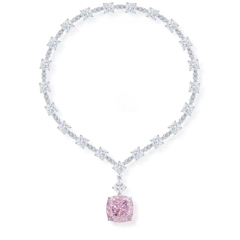 Fashion gold-plated ice flower large diamond necklace