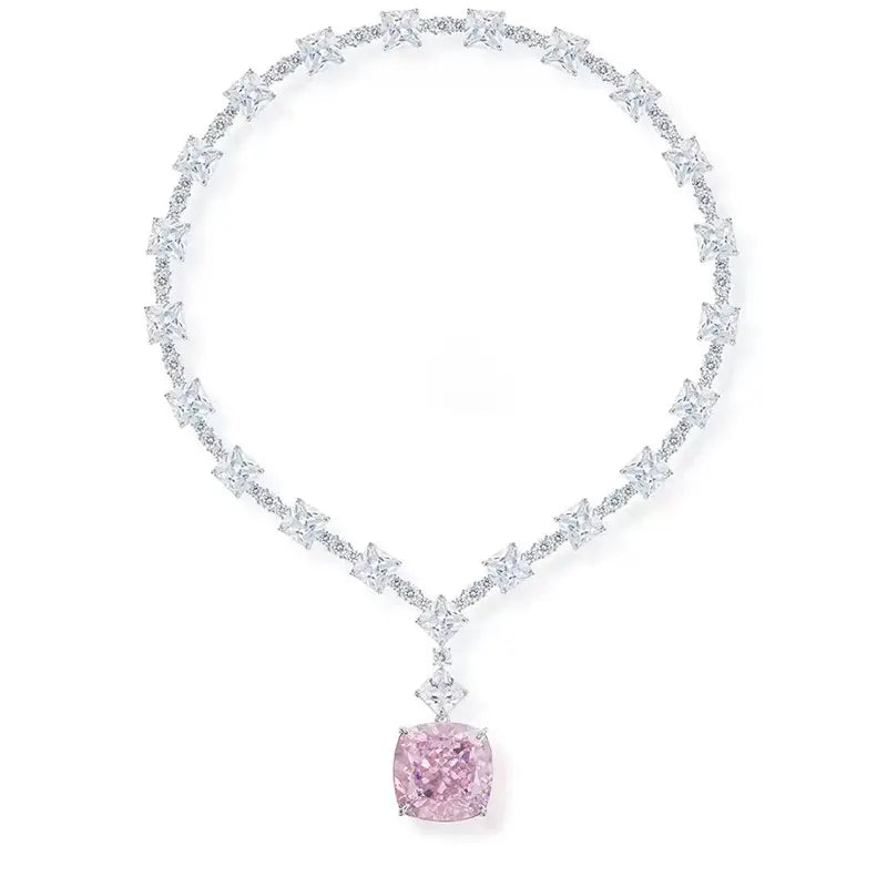 Collier grand diamant fleur de glace plaqué or mode