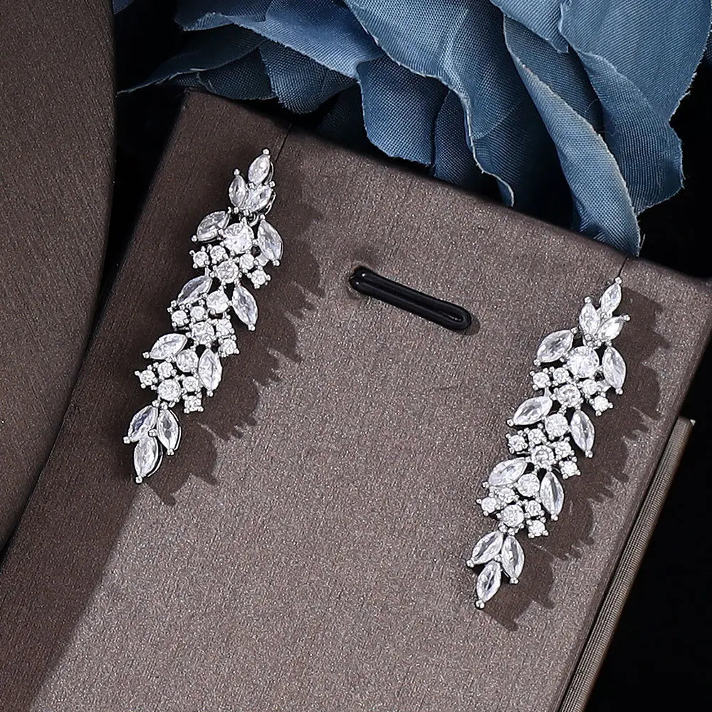 Luxury Gold Crystal Necklace Earrings Bracelet Ring Jewelry Set