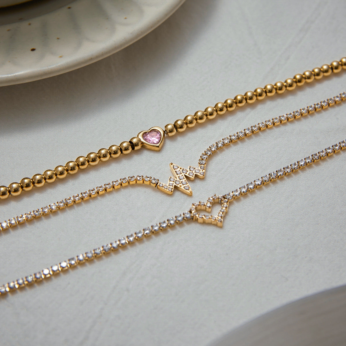 Light luxury stainless steel zircon bracelet