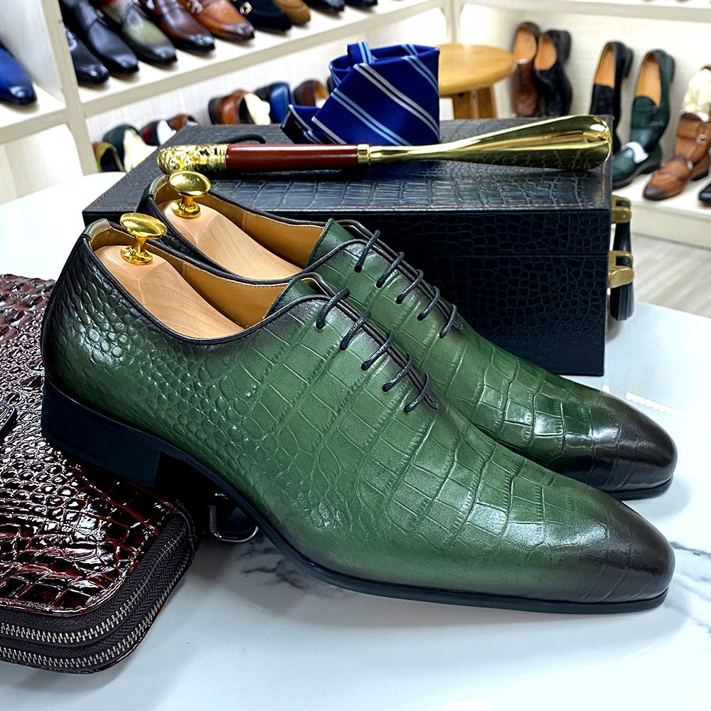Fashion Crocodile Embossed Oxford Shoes Business Office Derby Shoes