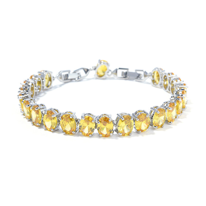 Simple inlaid circular zircon bracelet