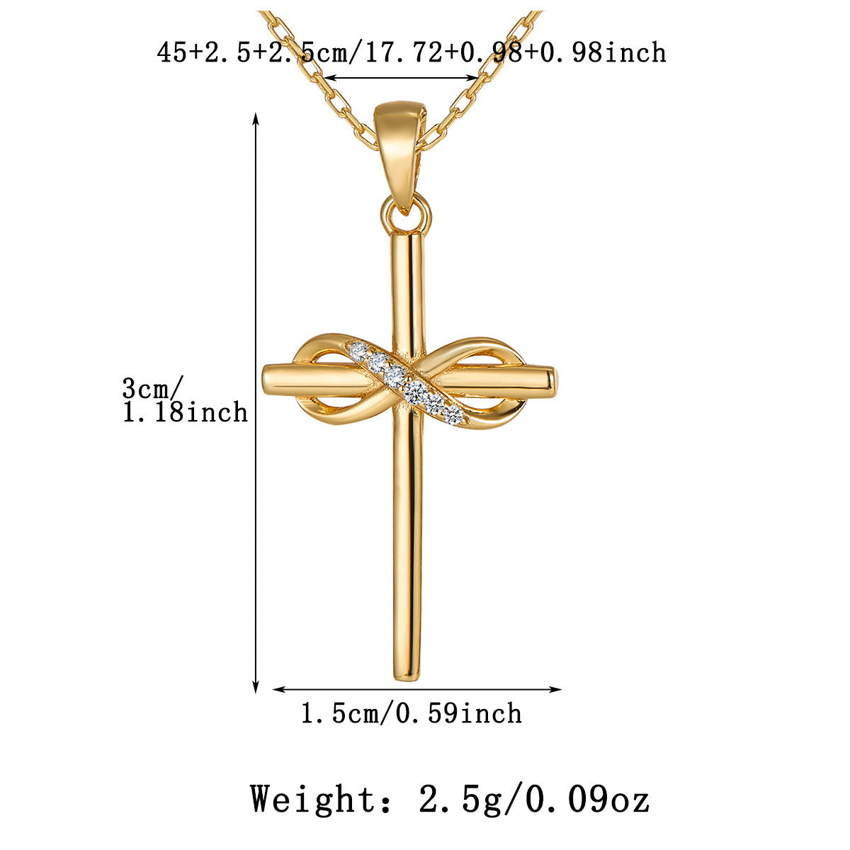 SS925 Sterling Silver Fashion Mozambican Diamond Cross Necklace