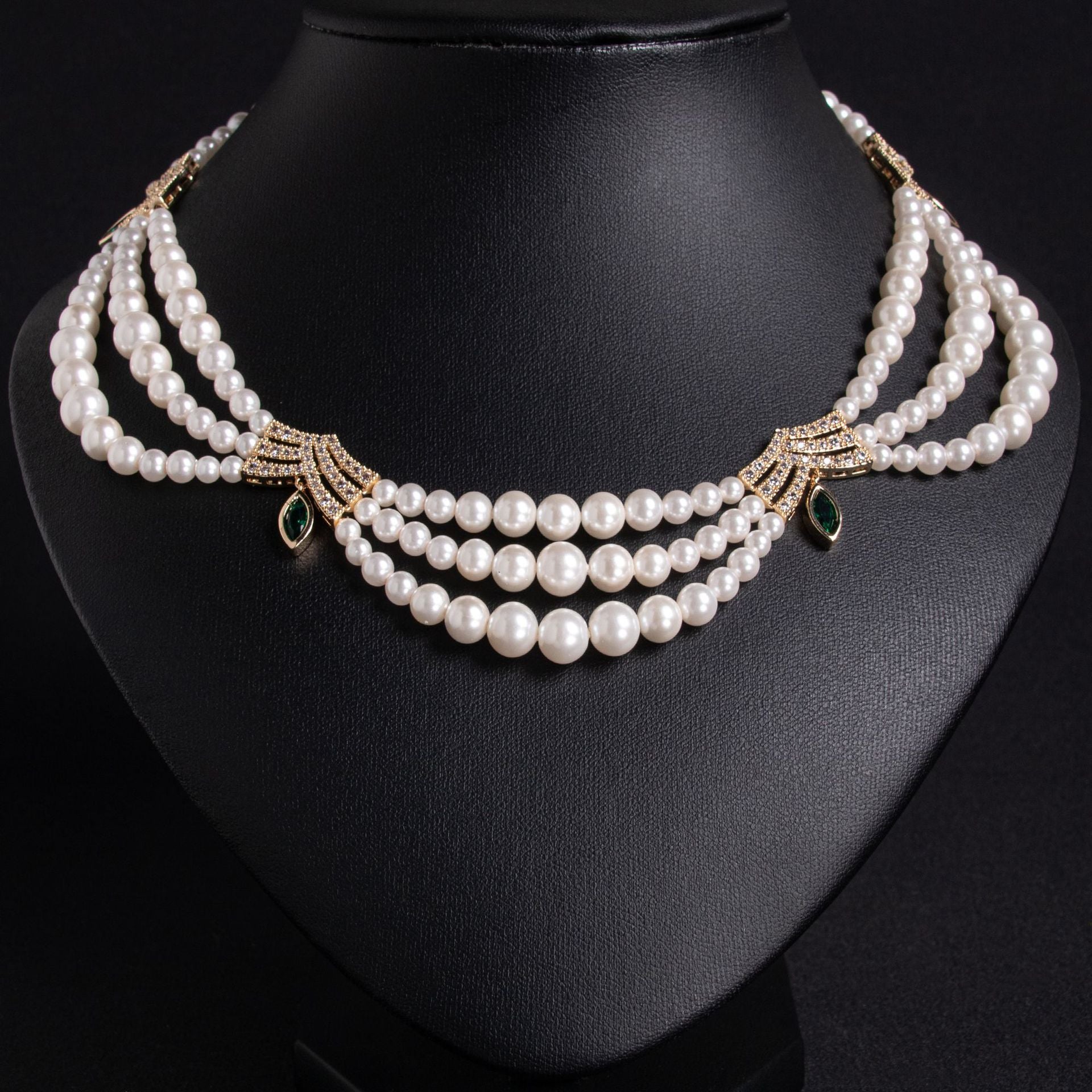 Luxury White Pearl Necklace – Multi Layer Crystal Jewelry for Women