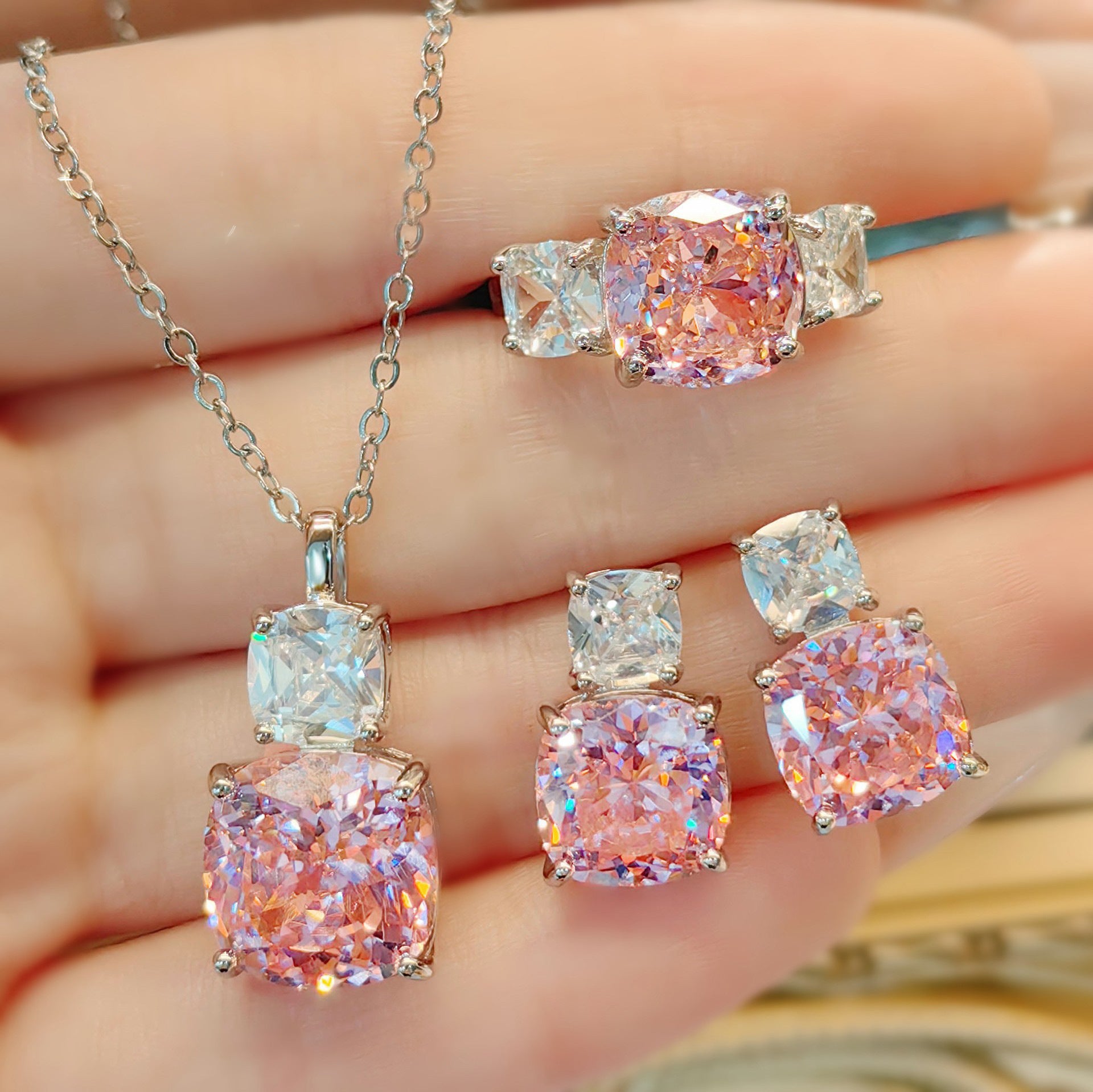 Pink Diamond Necklace Set