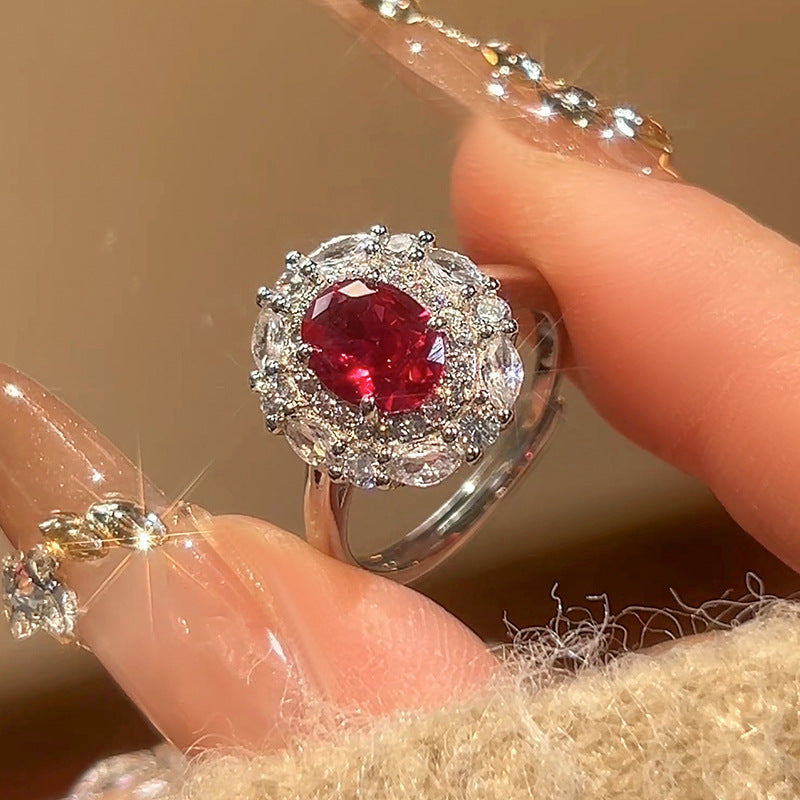 Fashion Color Treasure Red Corundum Necklace Set