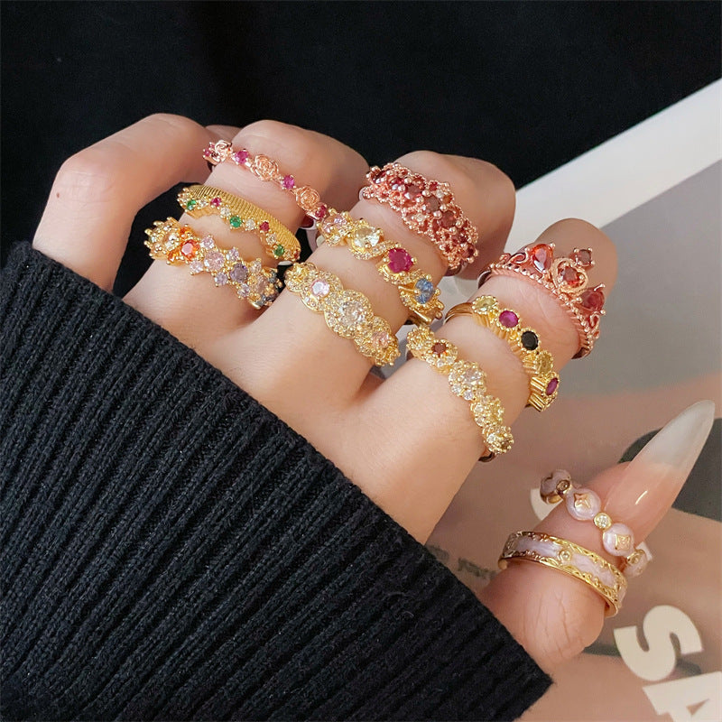 Light luxury colored treasure series ring