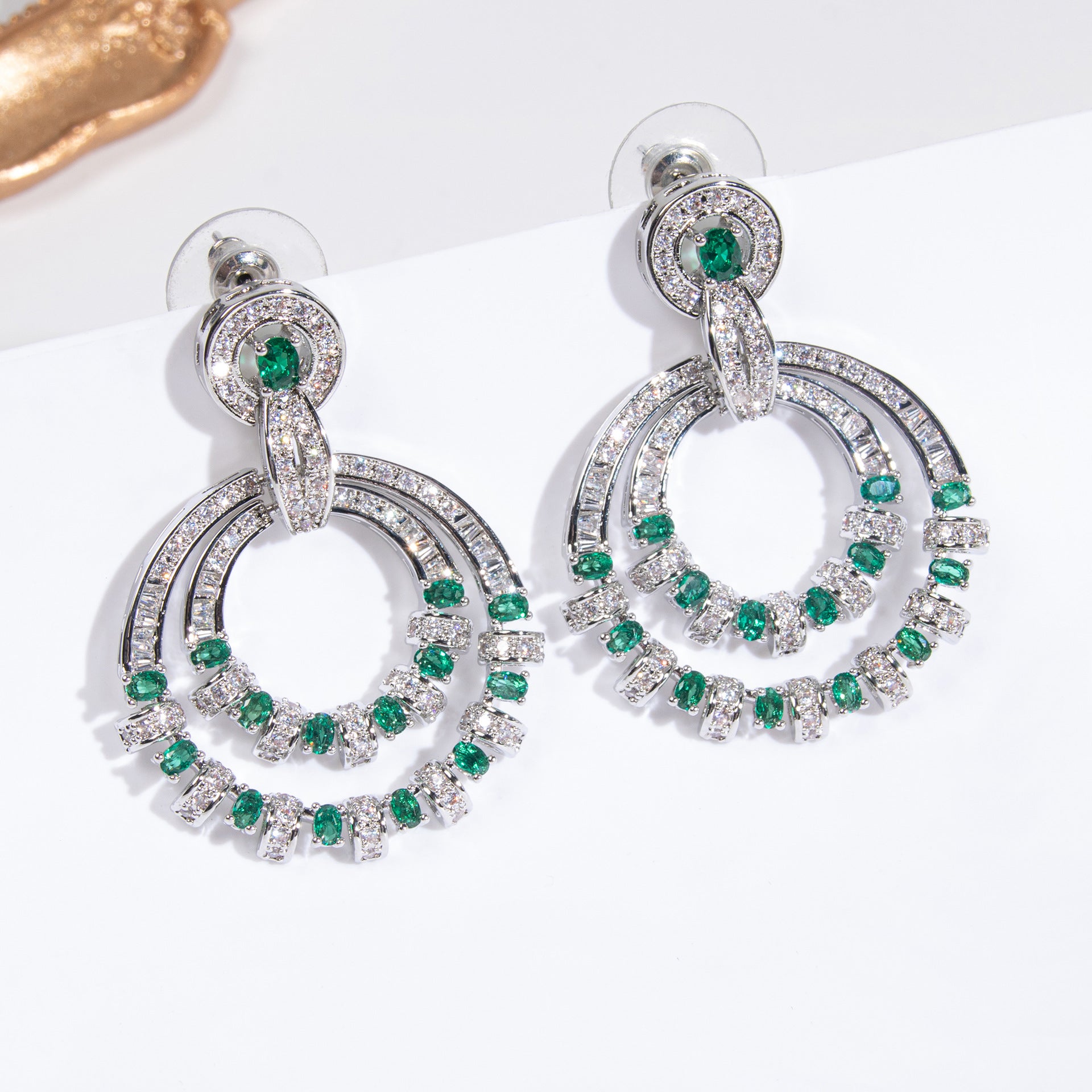 Luxury Blue Crystal Hoop Drop Earrings for Women