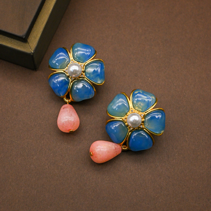Colorful Flower Retro Earrings High-end Flower Earrings