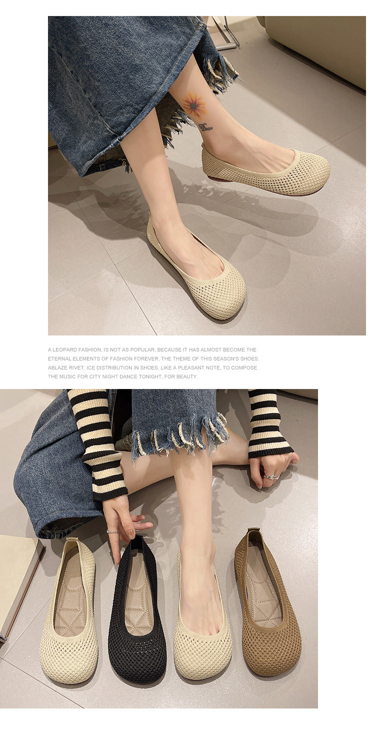 Woven Comfortable Breathable Round Head Women's Loafers