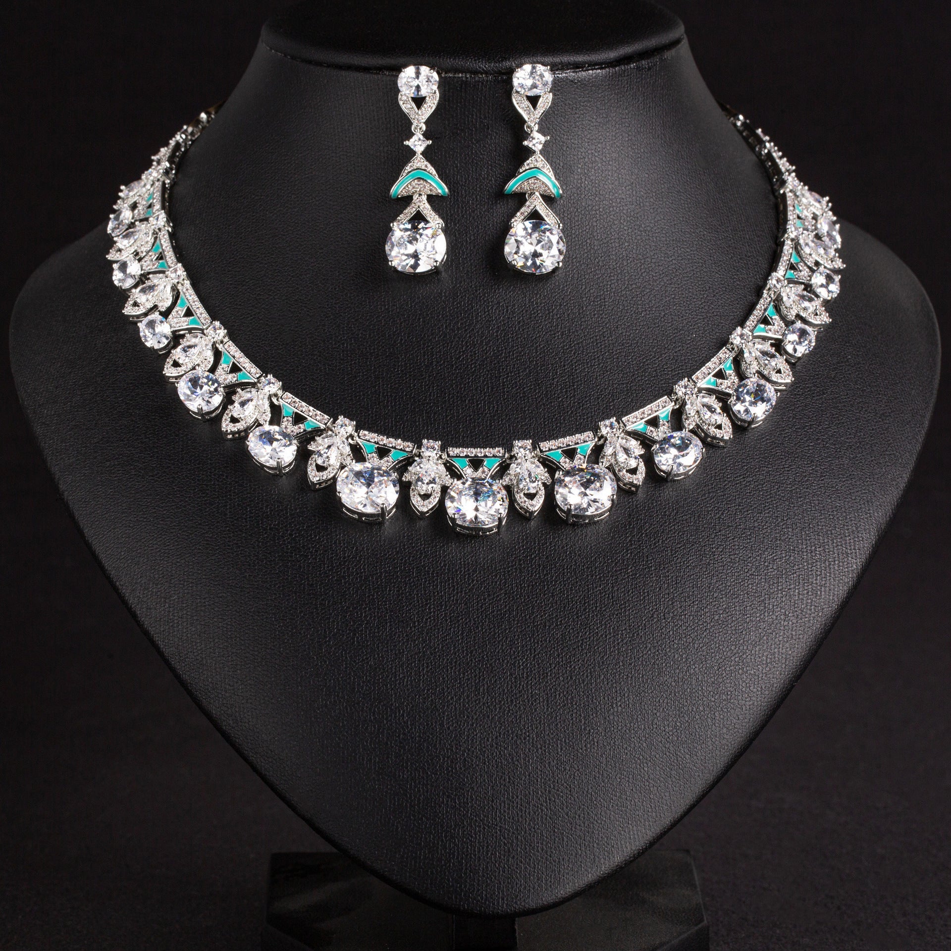 Luxury Amethyst Purple Crystal Necklace and Earrings Jewelry Set