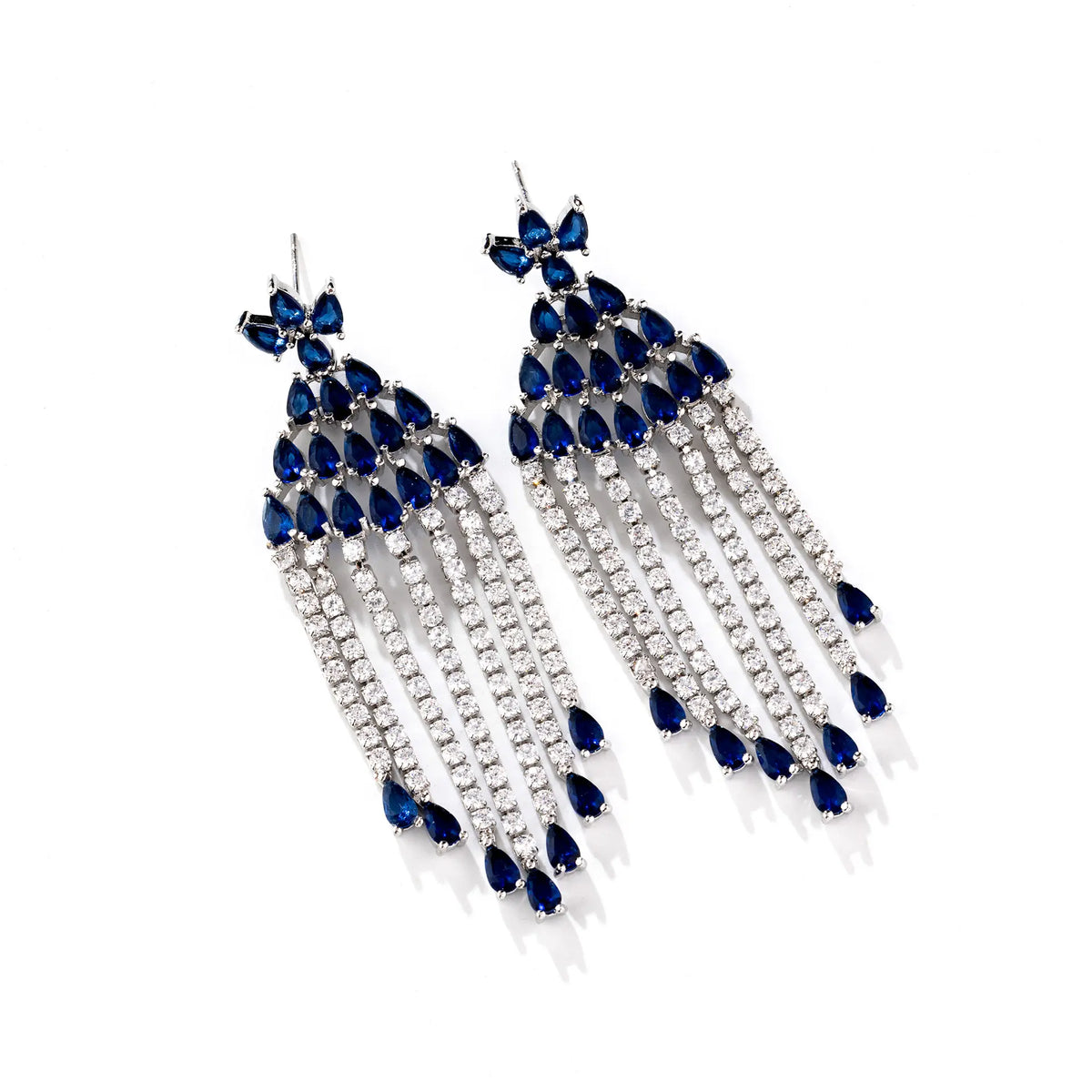 Boucles d'oreilles pendantes saphir bleu glamour pour événements formels