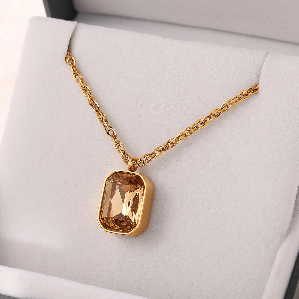 Cube gemstone necklace earrings